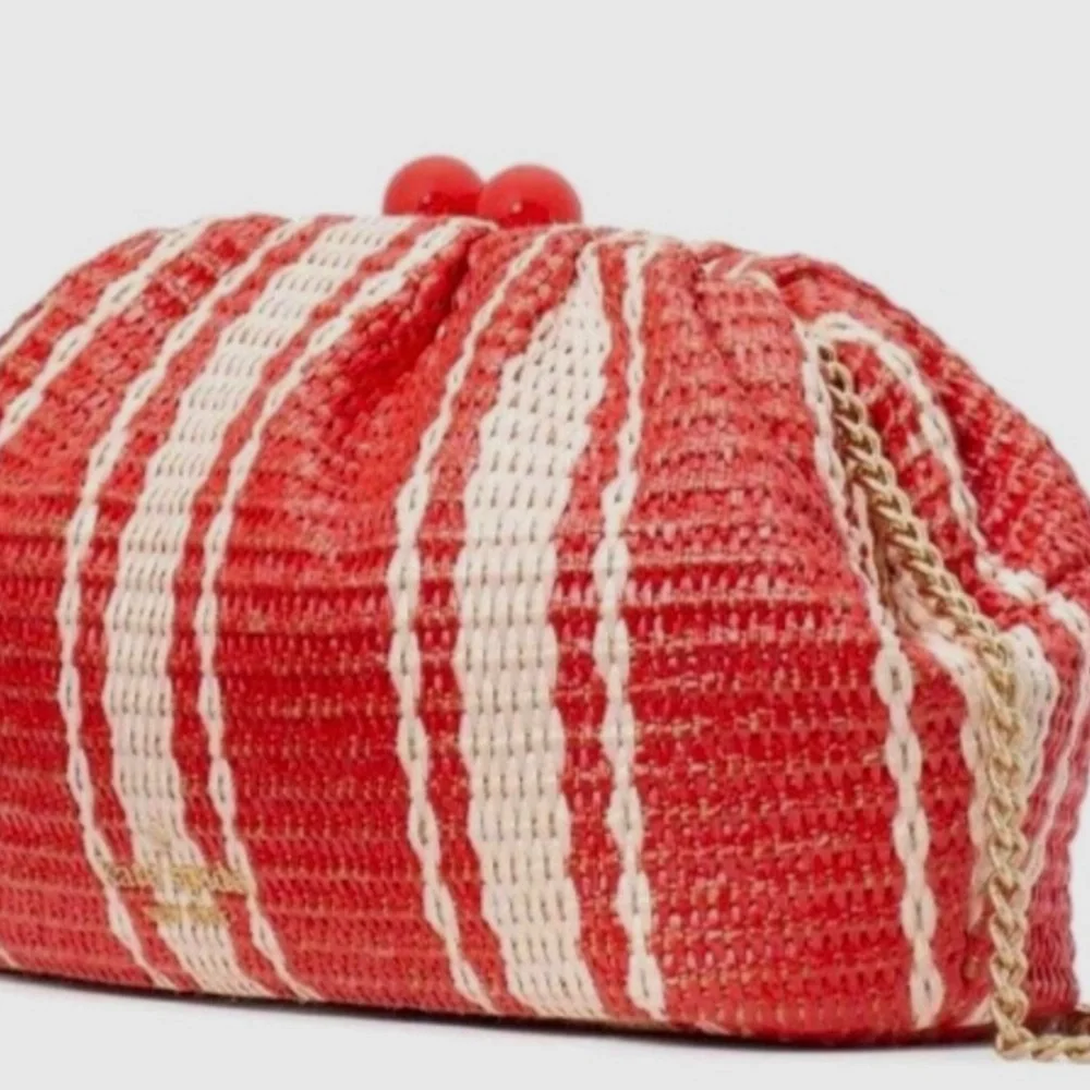 New Kate Spade Scrunchy Convertible Kisslock Clutch Heirloom Straw - Picture 6 of 8